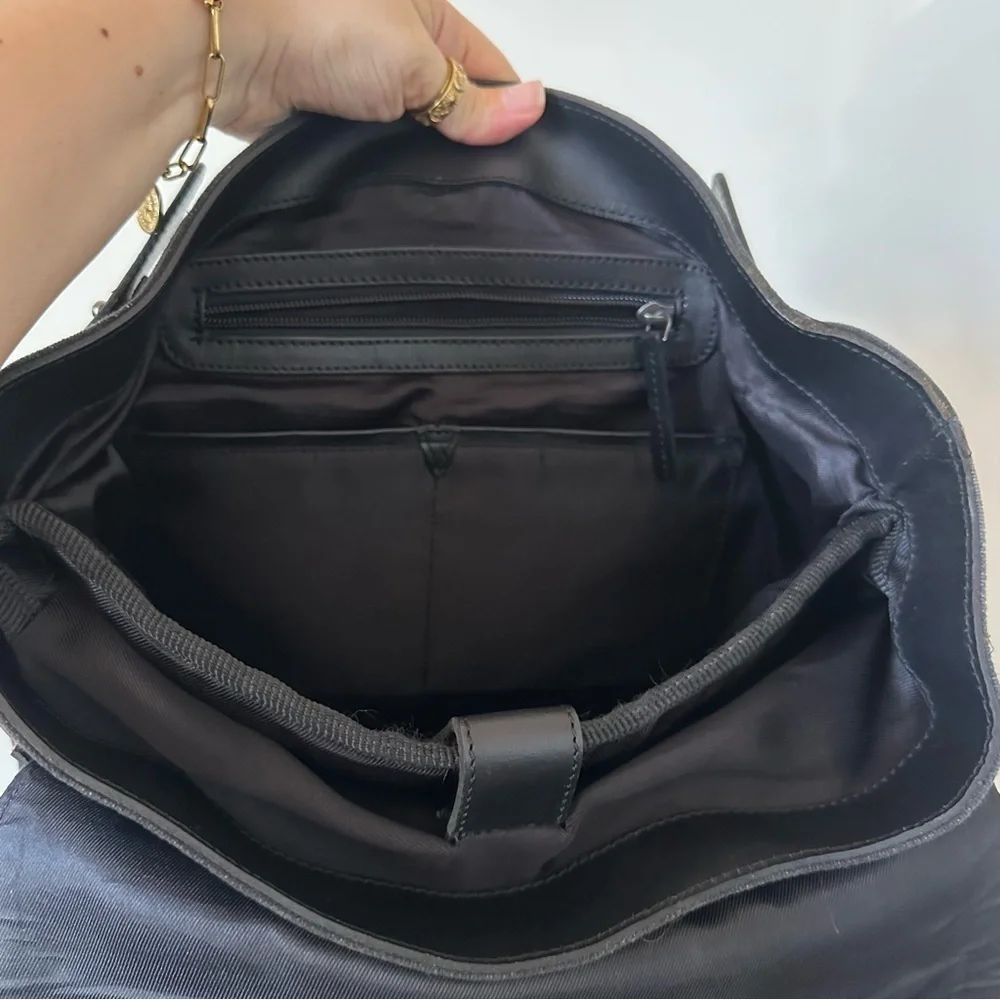 Still Nordic Leather Canvas Backpack Black Laptop Minimalist Unisex